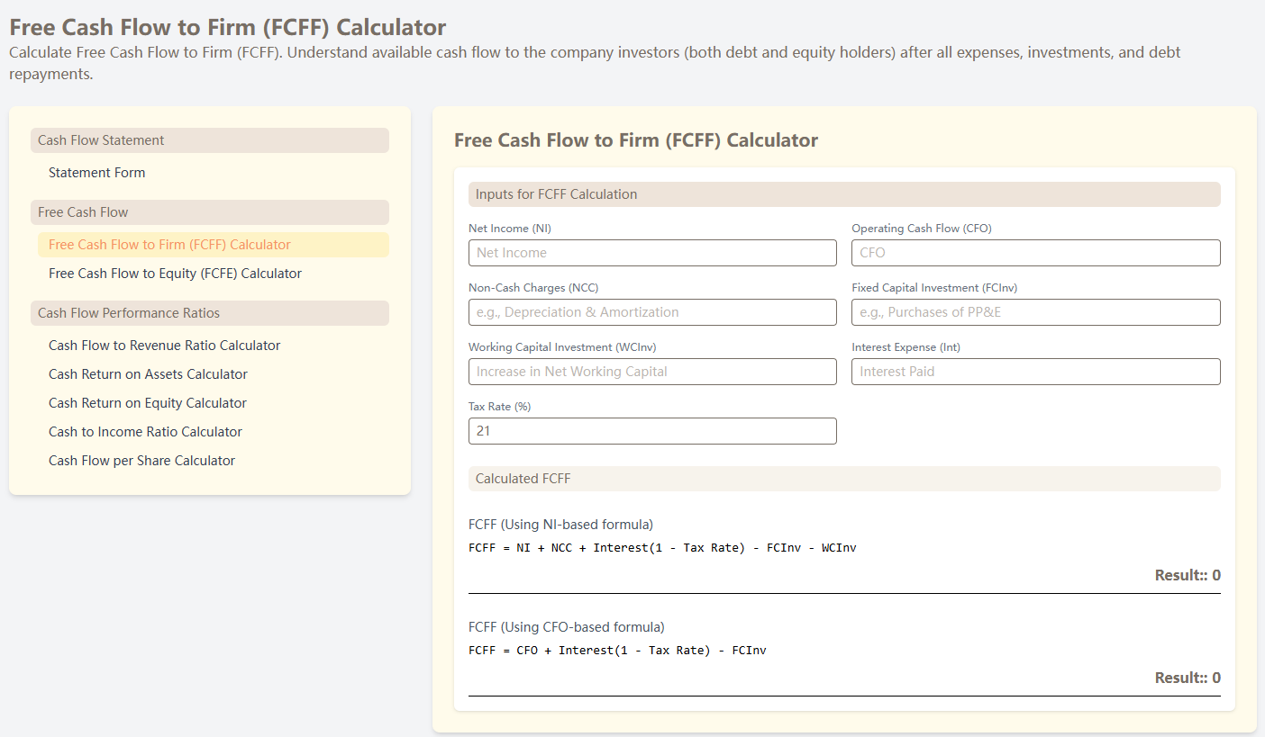 Calculatrice FCFF
